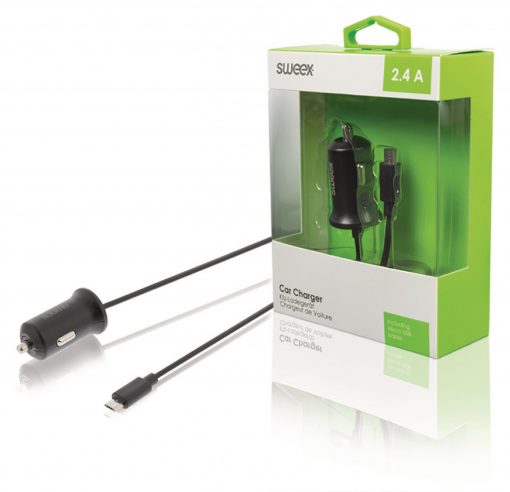 Billaddare Micro USB 2.4 A Svart
