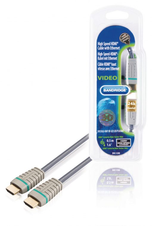 Höghastighets HDMI kabel 0.50m | Med Ethernet | 0,50m