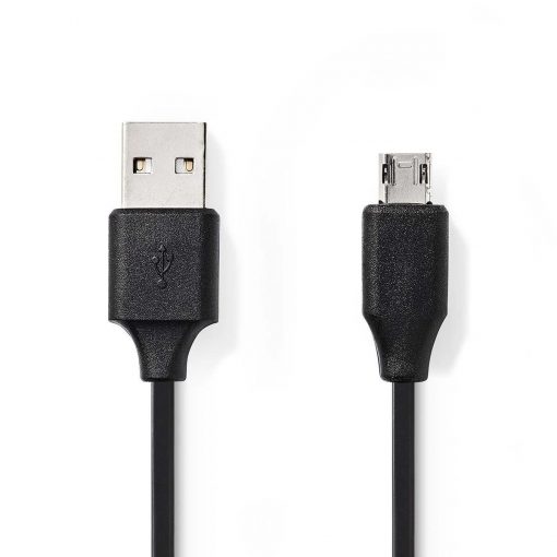 Micro USB kabel 2m | USB 2.0 Hane till Micro B hane Svart