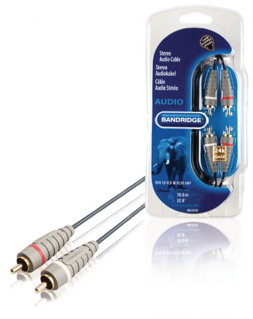 RCA-RCA kabel 10m | 2xRCA hane - 2xRCA hane | kabel