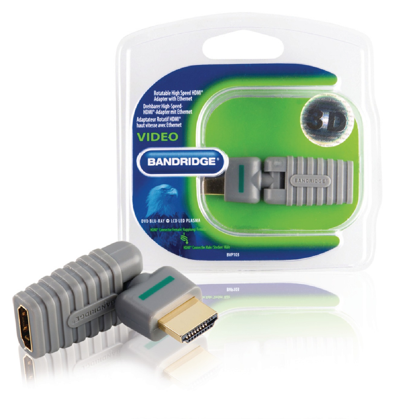 Roterbar HDMI adapter - Höghastighets HDMI adapter med Ethernet