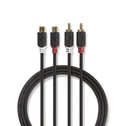 Stereoljudkabel 5m RCA 2m| 2x RCA, hane - 2x RCA, hona