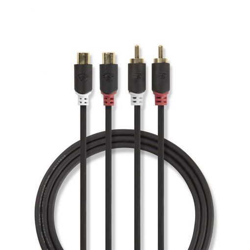 Stereoljudkabel 5m RCA 2m| 2x RCA, hane - 2x RCA, hona
