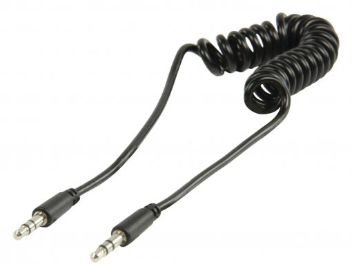 Svart ihoprullad 3.5mm stereo ljudkabel 1.00 m