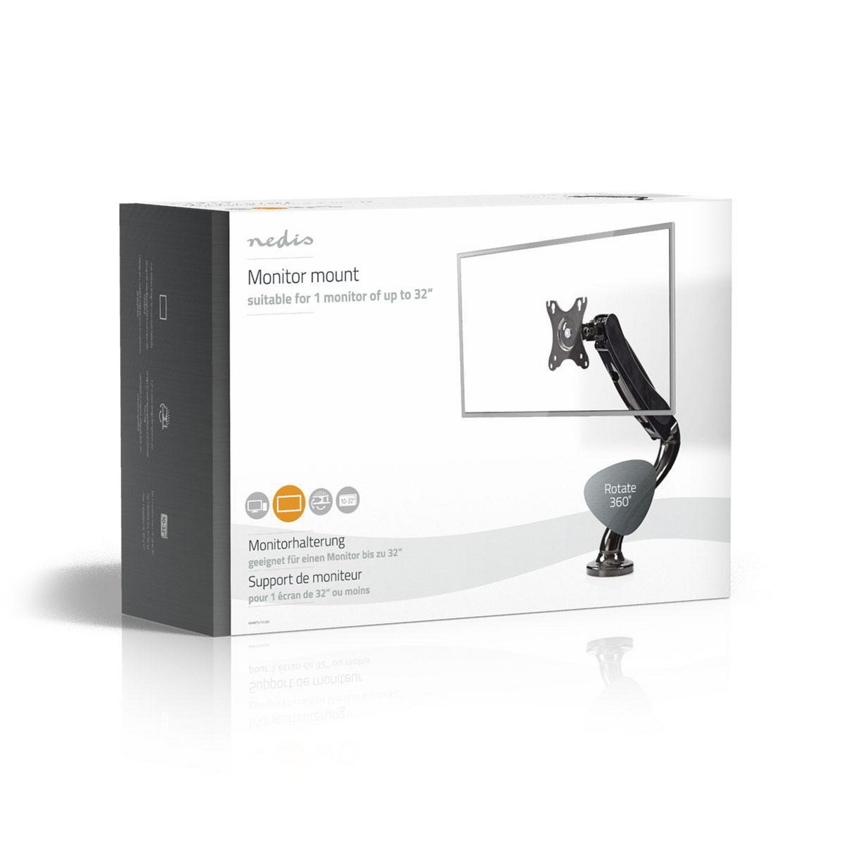 Skärmfäste för skrivbord | Arm för en skärm | Fullständigt justerbar | - MMNTSI100BK