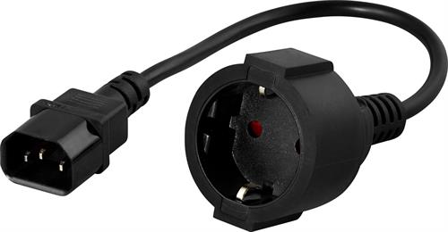 Apparatkabel 0.20m Schuko | rak IEC 60320 C14 hane till rak CEE 7/4