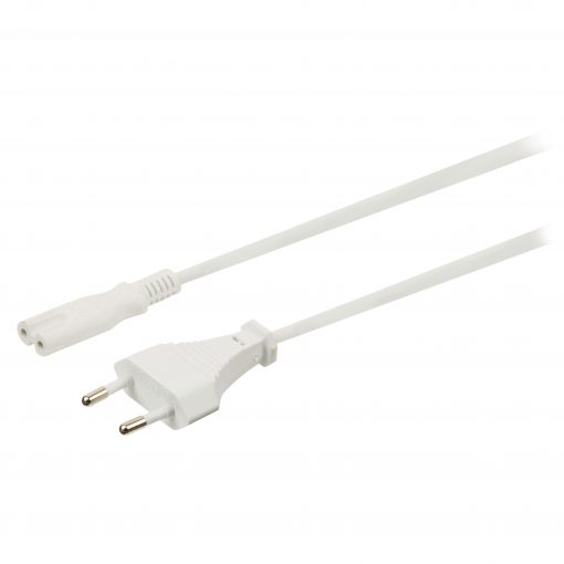 Strömkabel med Eurohane 2m | IEC-320-C7 | 2m | vit