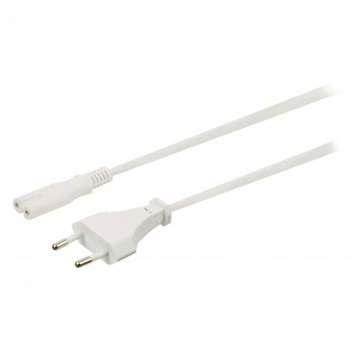 Strömkabel med Eurohane 3m | IEC-320-C7 | vit