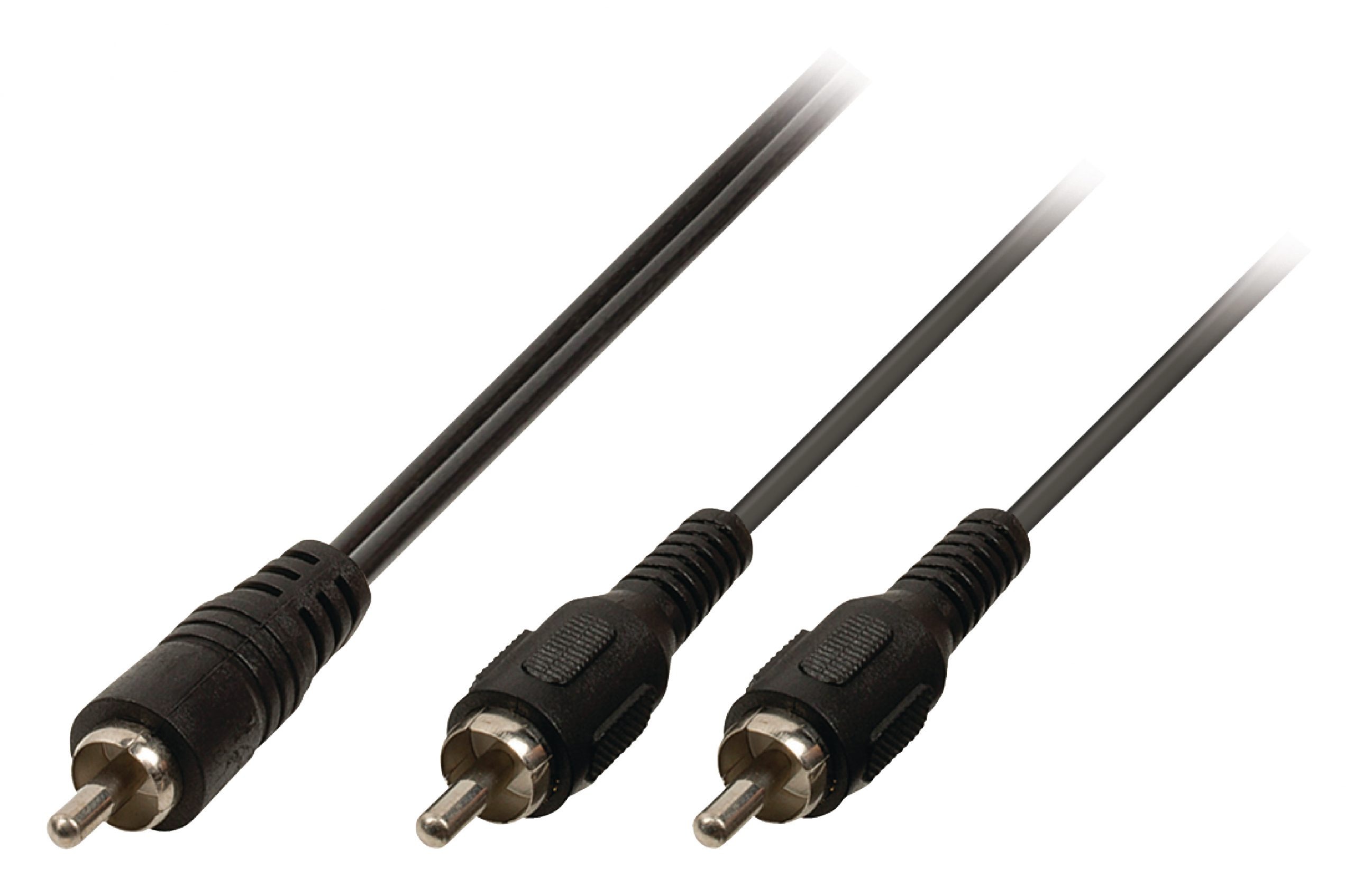 Ljuddelningskabel 2m | RCA hane - 2xRCA hane svart