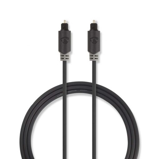 Optisk Ljudkabel 1.0m | TosLink hane - TosLink hane | Antracit