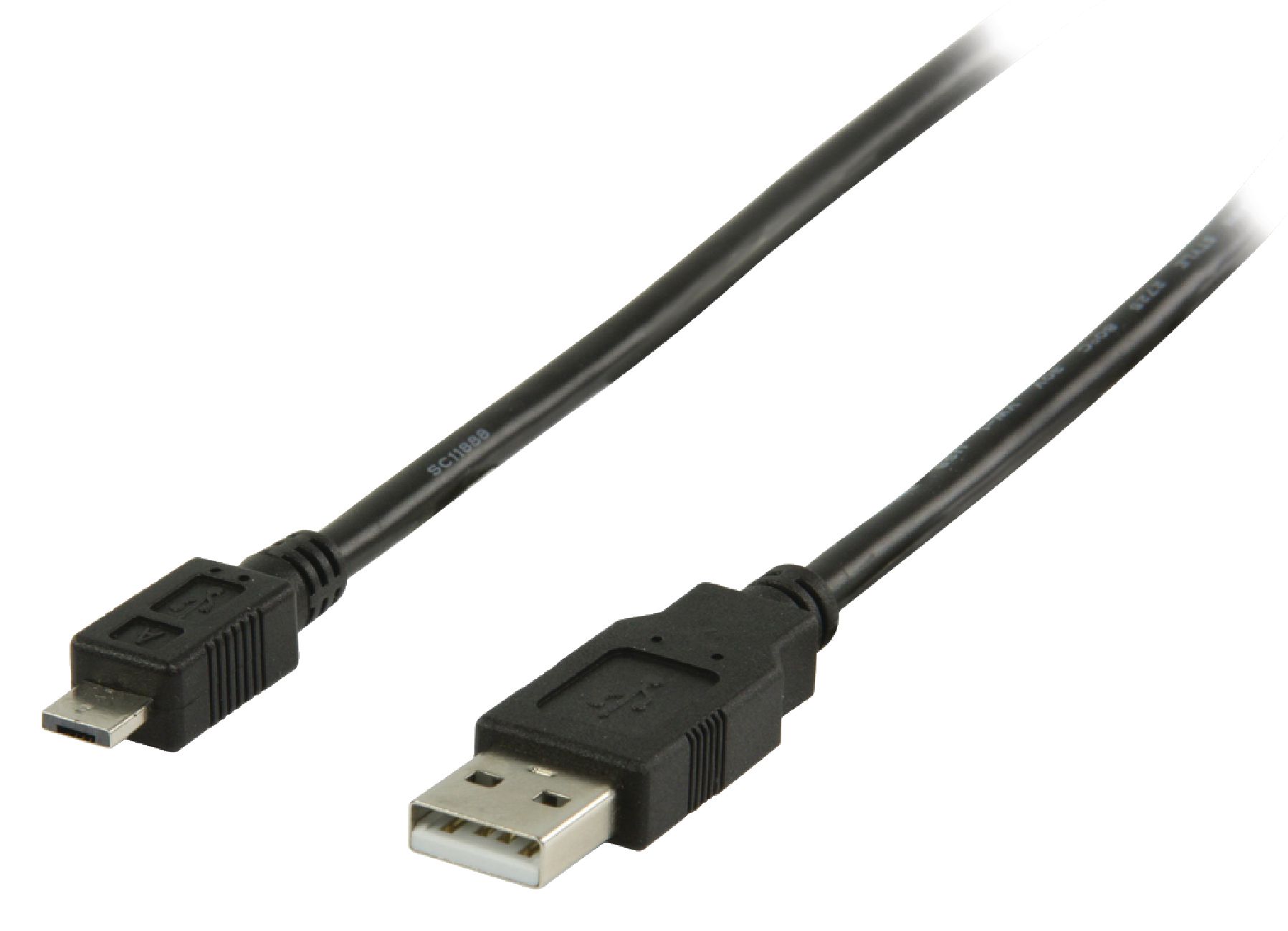 USB 2.0 Kabel 2m A hane - Mikro A hane | Svart | Nedis